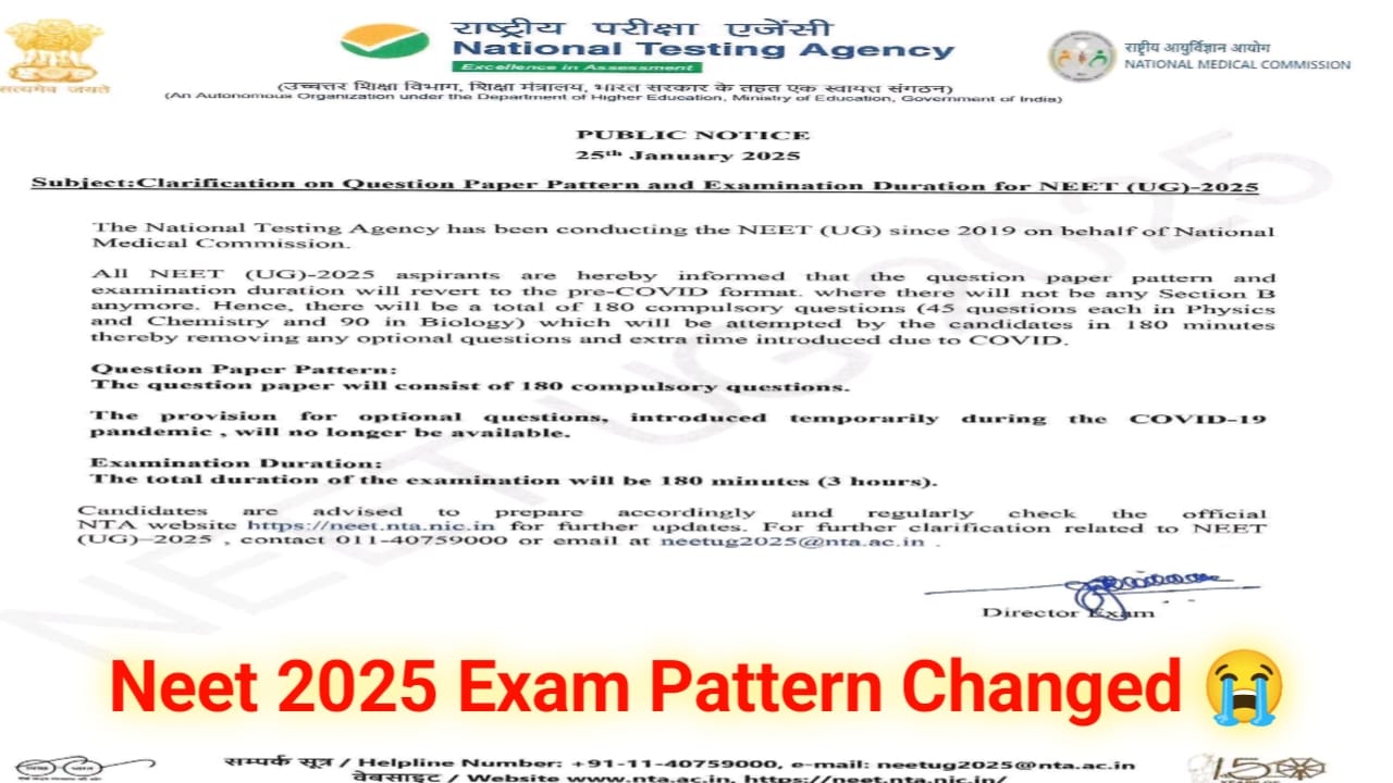 Neet 2025 new exam pattern