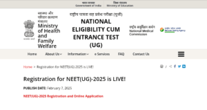 Neet 2025 registration link